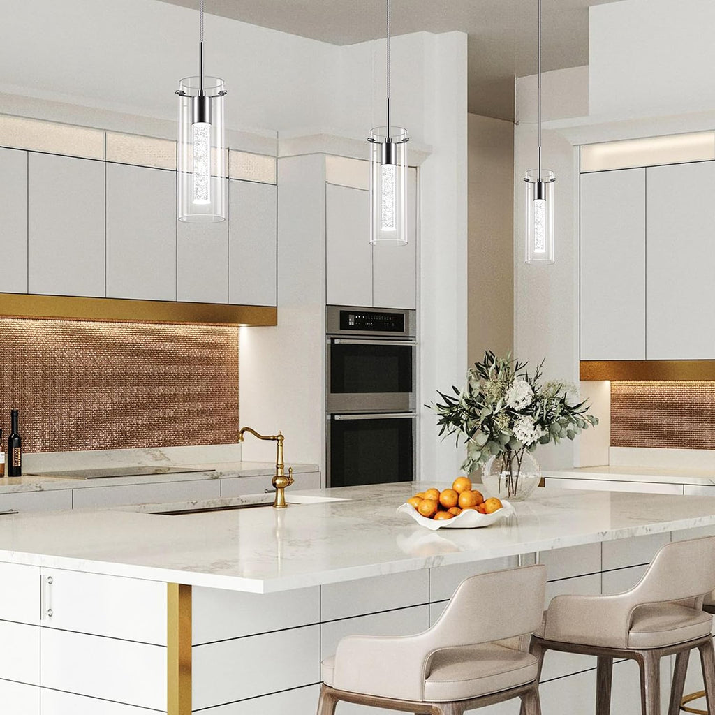 Pendant Ceiling Light Fixture, LED Kitchen Lighting Crystal Pendant Lights Kitchen Island, 1-Light Integrated Kitchen
