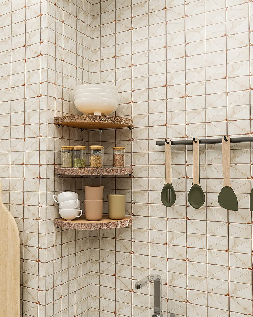 Corner Floating Shelves 3Pcs Wood Corner Shelf Rustic Wall Corner Shelf