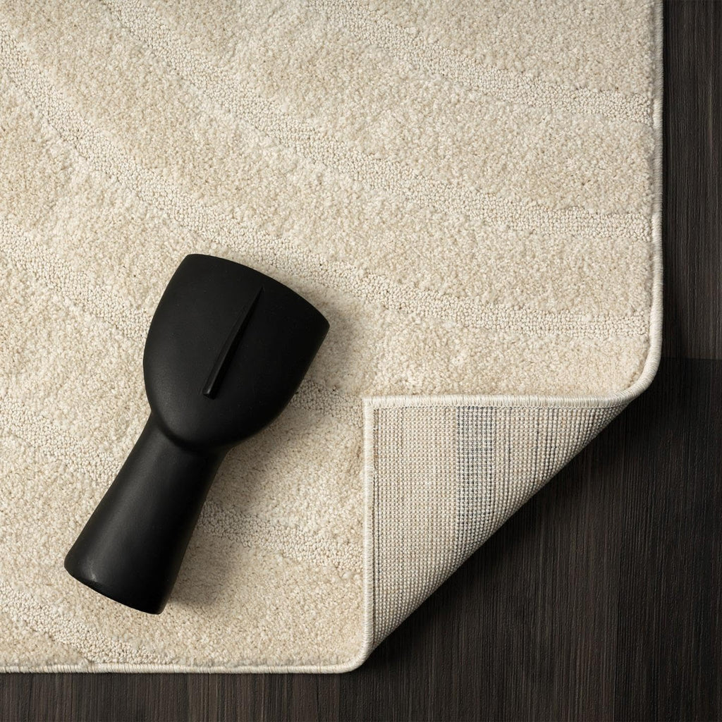 Modern Geometric Wave Cream Area Rug