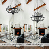 Black Chandelier 36-Light Industrial Iron Candle Chandelier Modern Suspended Farmhouse Chandeliers Pendant Light Fixtures for Dining Room Bedroom Living Room Kitchen Island Foyer E12 Bulb A109-B0DLGCW1N2