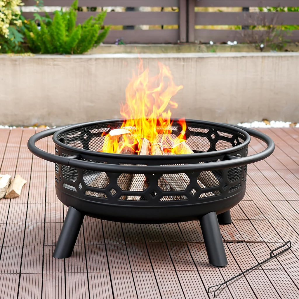 36 Inch Fire Pit - Wood Burning with Grill