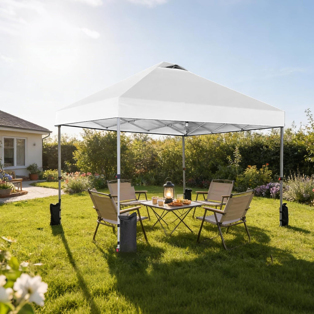 10x10ft 1-Person Pop Up Canopy Tent, Heavy Duty One Push Setup Portable Outdoor Shelter Events Camping with Rolling