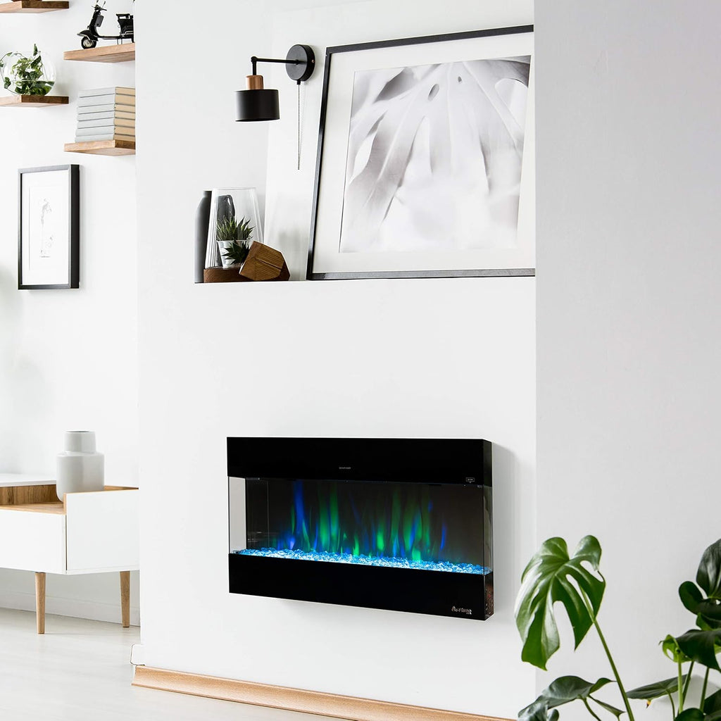 Hampshire 36-inch Wall Mount/Wall Insert LED Electric Fireplace Heater with Timer
