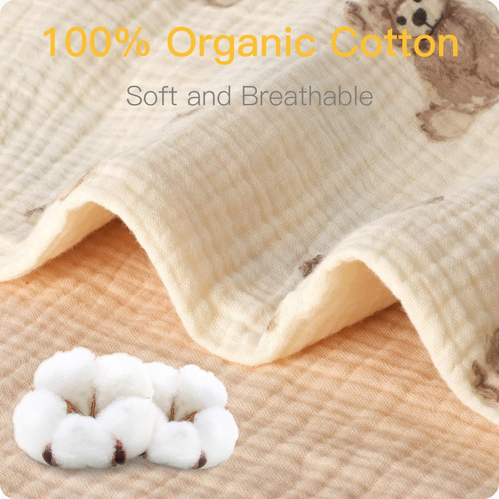 Organic Crib Sheets Fitted Crib Mattress Sheet 2 Pack 52x28 Inches 100% Muslin Cotton for Baby Girls & Boys, Soft