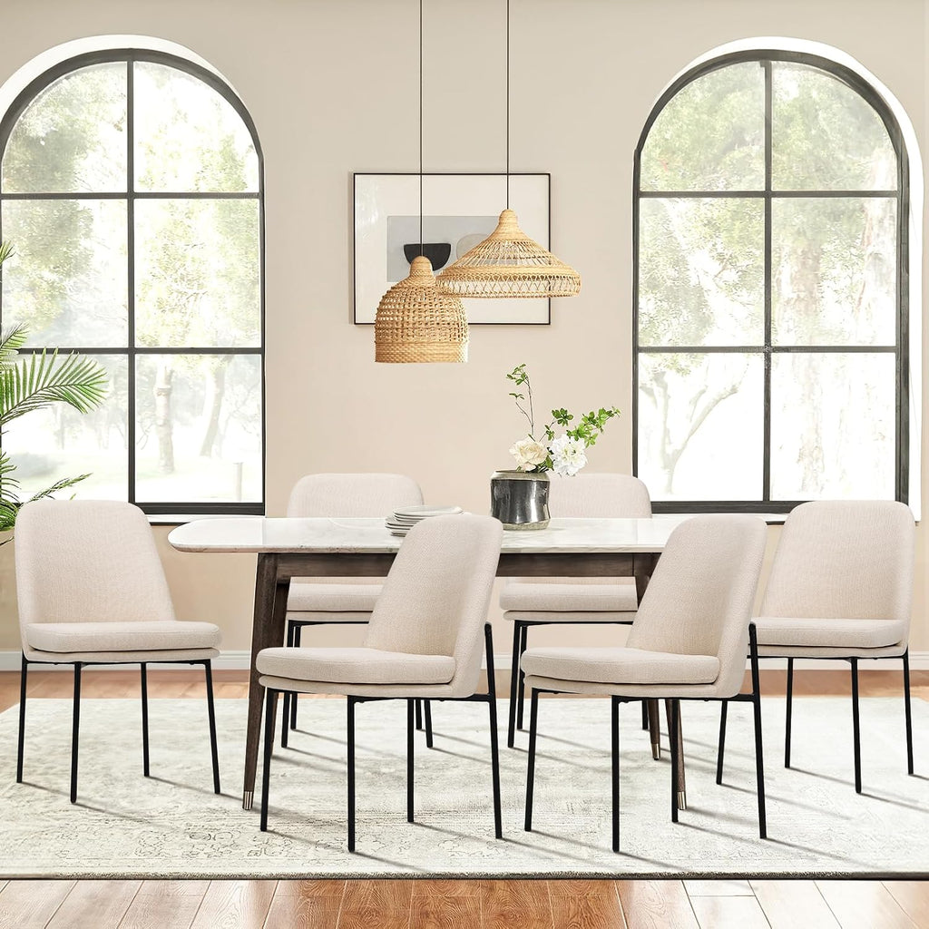 Modern Dining Chairs Set of 4, Upholstered Dining Room Chairs Dinner Chair Kitchen Chairs with Curved Back and Metal
