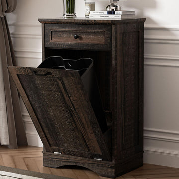 13 Gallons Tilt Out Hidden Trash Can Cabinet, Rustic Brown