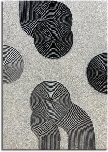 Grey and Black Abstract Textured Wall Art, Hand-Painted 3D Oil Paintings on Canvas Wall Art 40x28 inch Contemporary