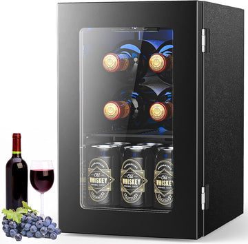 Wine Fridge Freestanding Counter-top, 24 Cans Wine Cellar Drink Cooler for Soda,