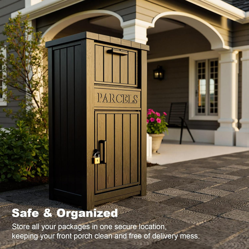 Package Delivery Box Box with Lockable Secure, Waterproof and Anti-Theft Storage (Black)