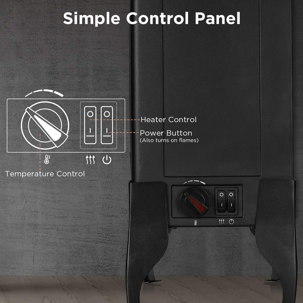 Suburbs TS17 Compact Electric Fireplace Stove, Freestanding Stove Heater with Realistic Flame - CSA Certified