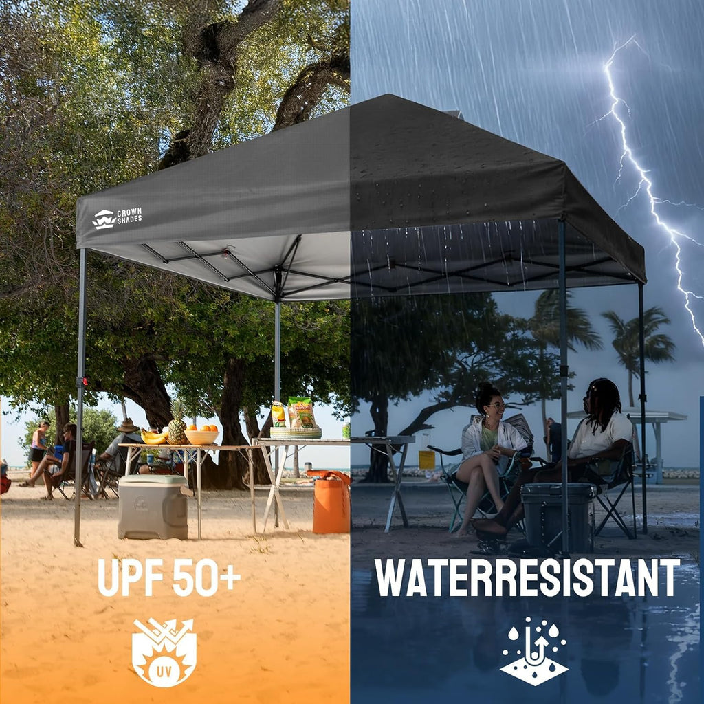 10x10 Pop Up Canopy Tent - Patented Center Lock One Push Instant Outdoor Canopy Beach Tent with STO-N-Go Bag 8 Stakes &
