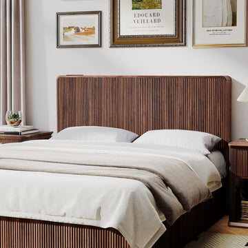 Wood Headboard King, Wooden King Headboard Only with 2 Outlets and USB & Type C Port, Simple Setup Modern Farmhouse