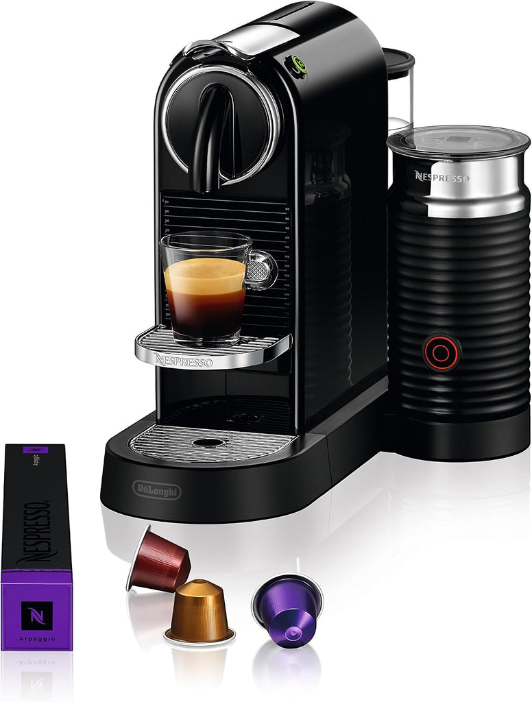 CitiZ Coffee and Espresso Machine by De'Longhi with Milk Frother, Black, 9.3 x 14.6 x 10.9 inches