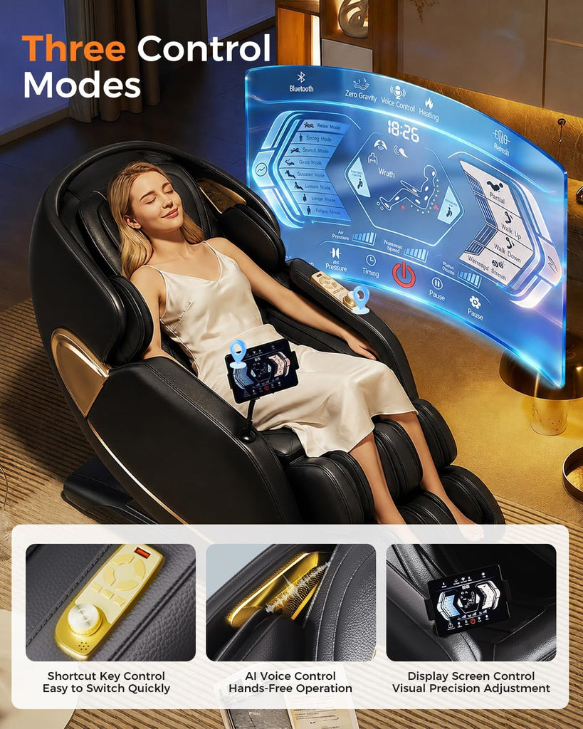 DAHAlY 2026 New Upgrade Zero Gravity 4D Massage Chair with Full Body Scan | AI Voice Control,PU Leather,Heated Back