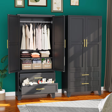 Metal Armoire Wardrobe Closet, 71 "Metal Clothing Storage Cabinet