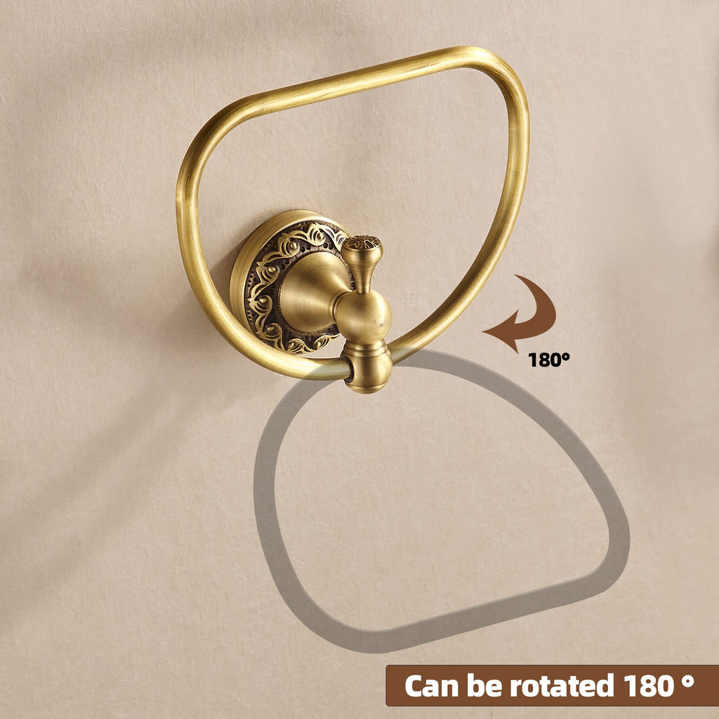 Brass Towel Ring, Antique Hand Towel Holder, Bathroom Hand Towel Rack Hanger Wall Mounted Retro Kitchen Accessories