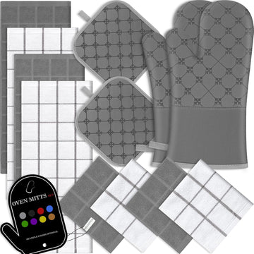Oven Mitts Kitchen Towels Dishcloths with Pot Holders Sets 12PCS, Dish Towels Sets, Oven Gloves Pot Pads Heat