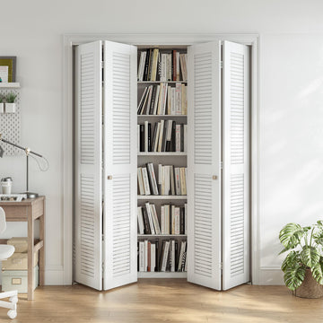 60" x 80" Louvered Bifold Closet Door, MDF, White