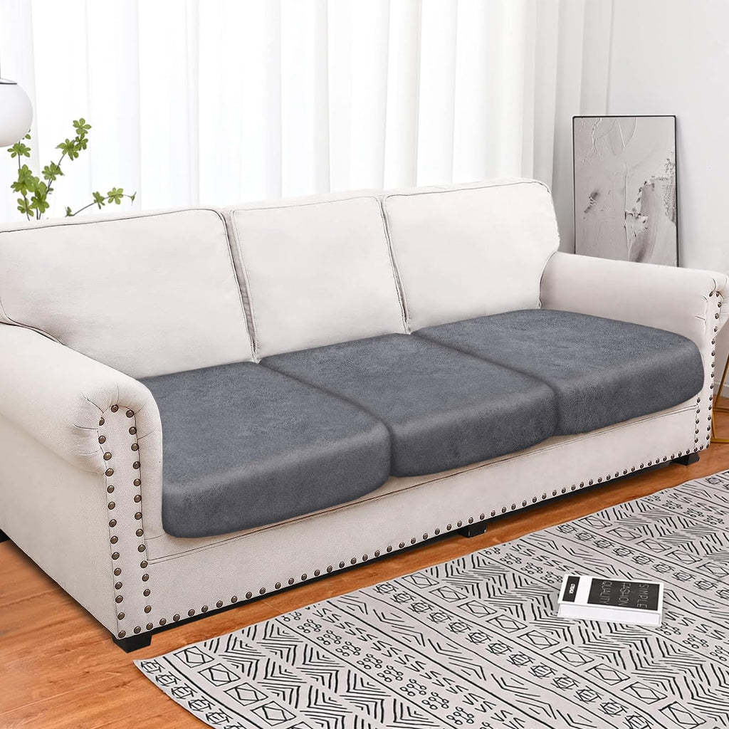 Leather Look Couch Cushion Covers, Stretch Sofa Cushion Covers for Sectional Armchair Loveseat Protector, Replacement