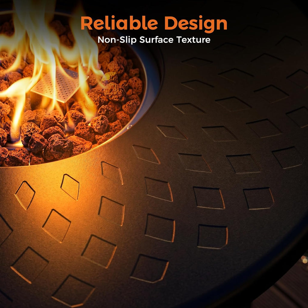 Dual 1-Pound Propane Fire Pit Outside, 26 inch Outdoor Fire Pit Black, Round Firepit Table for Outside Patio