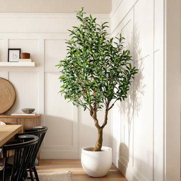 6FT Faux Olive Tree with Tall Exquisite Planter Artificial Olive Tree Tall, Potted Fake Olive Plant with 1260 Real