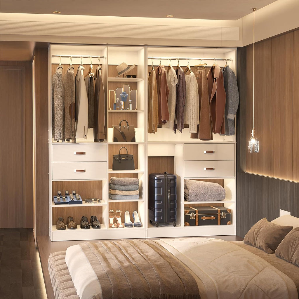 Freestanding Closet System, 40 Inches Stand-Alone Wardrobe with 10 Shelves, 80'' Height Adjustable Cloth Garment Rack