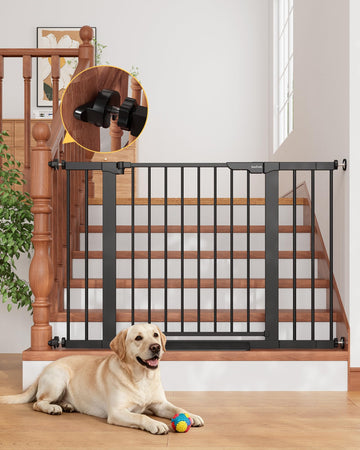29.6-44.6 in Wide Baby Gate for Stairs and Doorways, Black