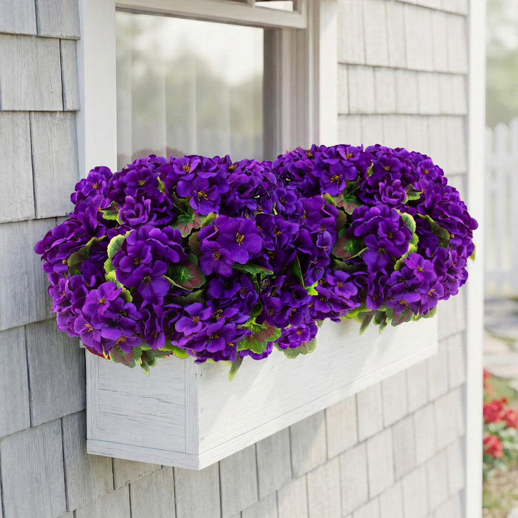 8 Pcs Geraniums Artificial Flowers for Outdoor Decor, Purple
