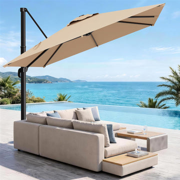 10 X 13 FT Cantilever Patio Umbrella, 360-Degree Rotation Rectangular Offset Umbrella with Crank