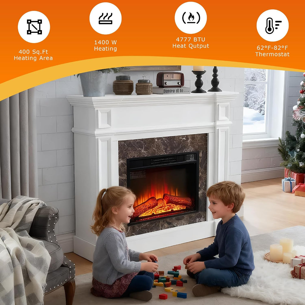46 inch Electric Fireplace with Mantel, Portable Freestanding Wood Stove with Remote Control, 23'' Fireplace
