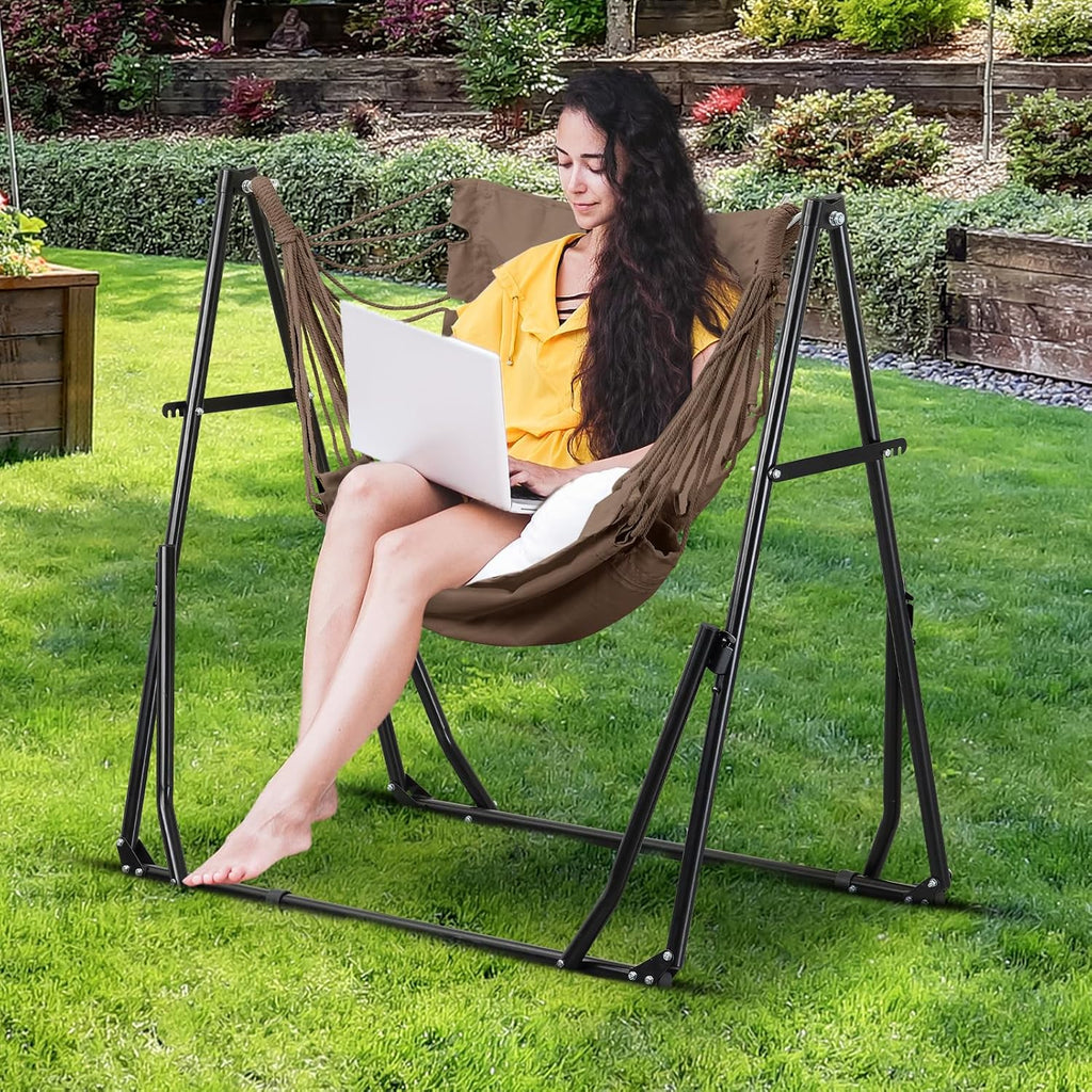 2 in 1 Hammock with Stand, Outdoor Hammock Swing Chair with Portable Heavy Duty Stand, Multi-Functional Hammock Stand