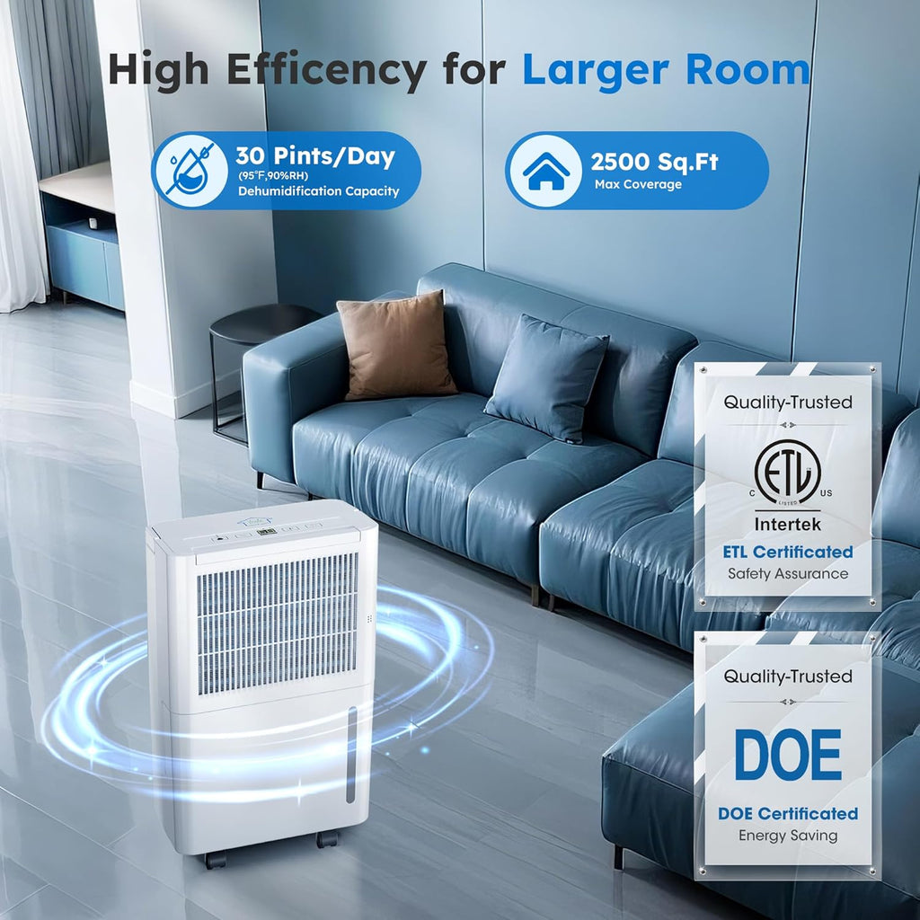 2500 Sq.Ft Dehumidifiers with Drain Hose for Home