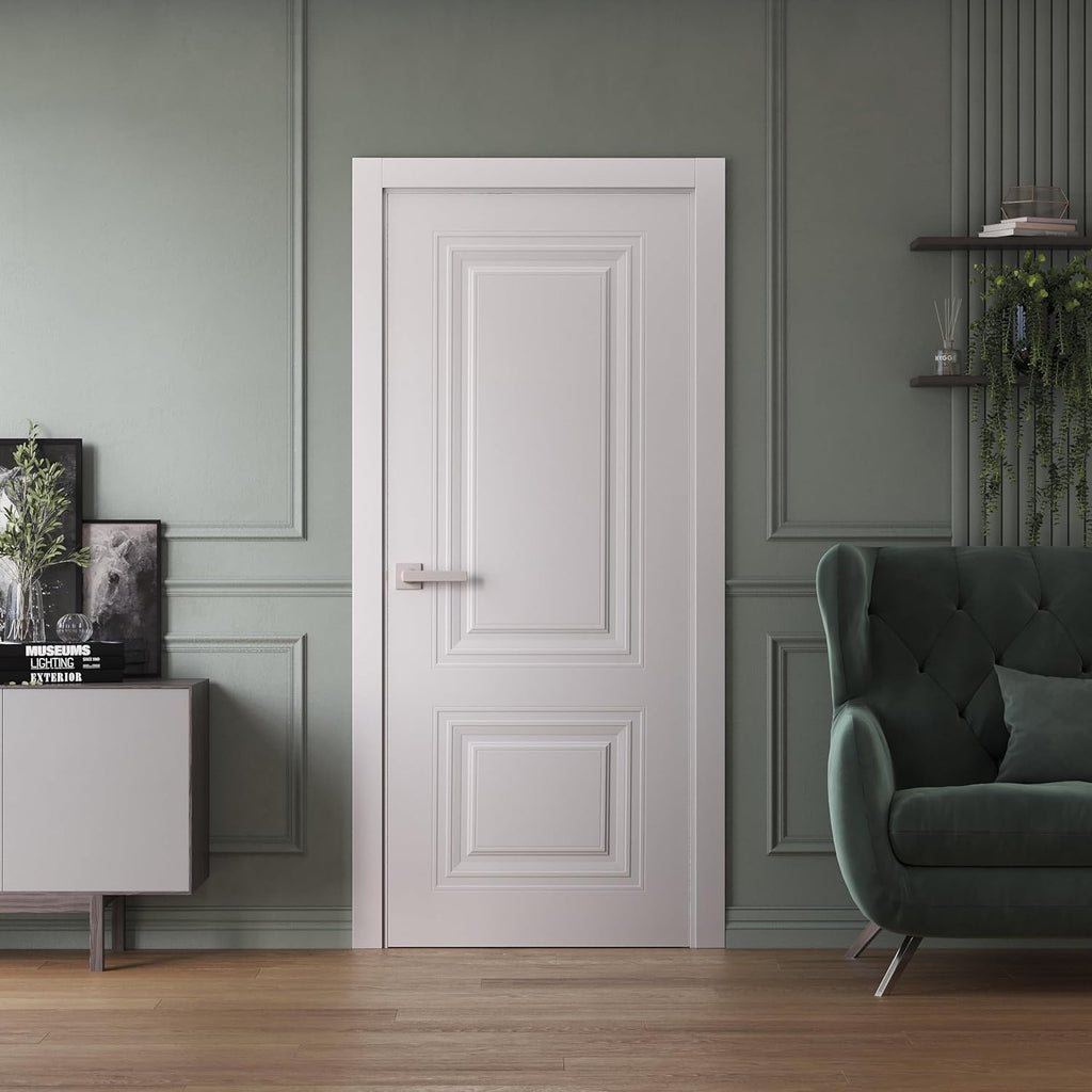 Interior Door 42 x 80 inches | Base 7772 White | Single Regular Panel Frame Handle | Bathroom Bedroo