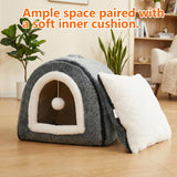 Cat Bed for Indoor Cats,2-in-1 Convertible Cat Bed & Cave,Foldable Washable Cat House,Soft and Thick Removable Inner