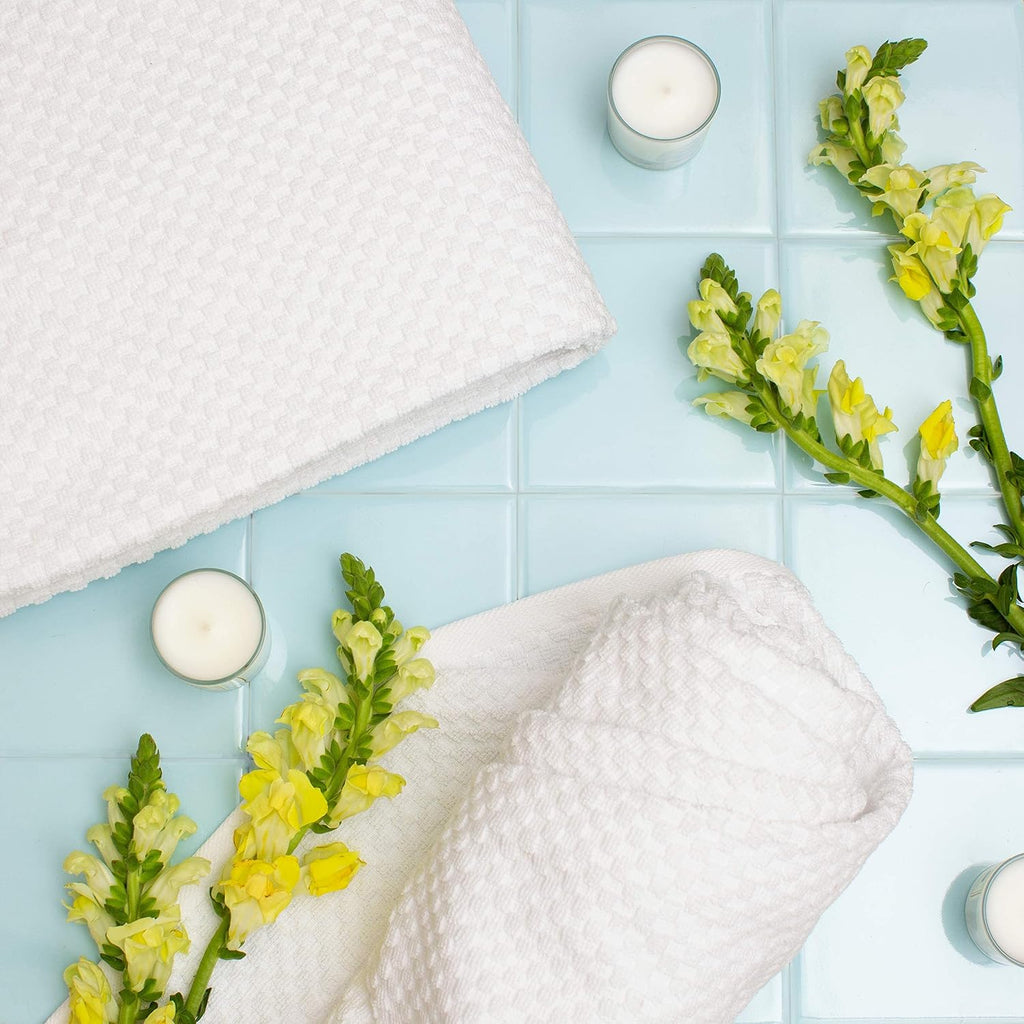 Euro Spa Waffle Weave Bath Sheet - Set of 2 White Towel Sheets | Pure 100% Ringspun Cotton Oversized Luxurious Towel