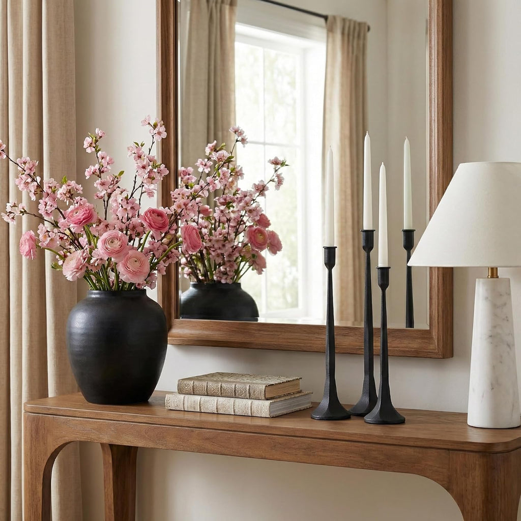 Iron Taper Candle Holder Set of 3, Black Candlestick Holders Decorative Candle Stand, Tapered Candle Holders Tall Set