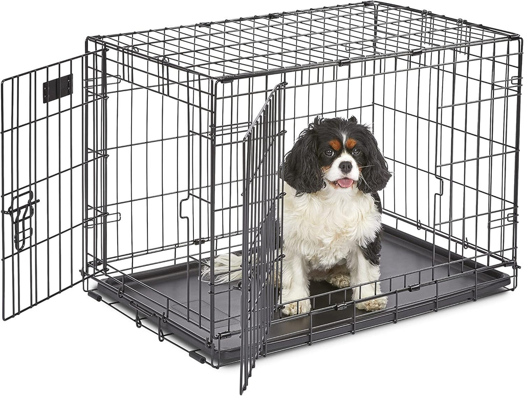 30-Inch iCrate for Medium Breeds, 21-40 lbs, Double Door Folding Dog Crate with Divider Panel