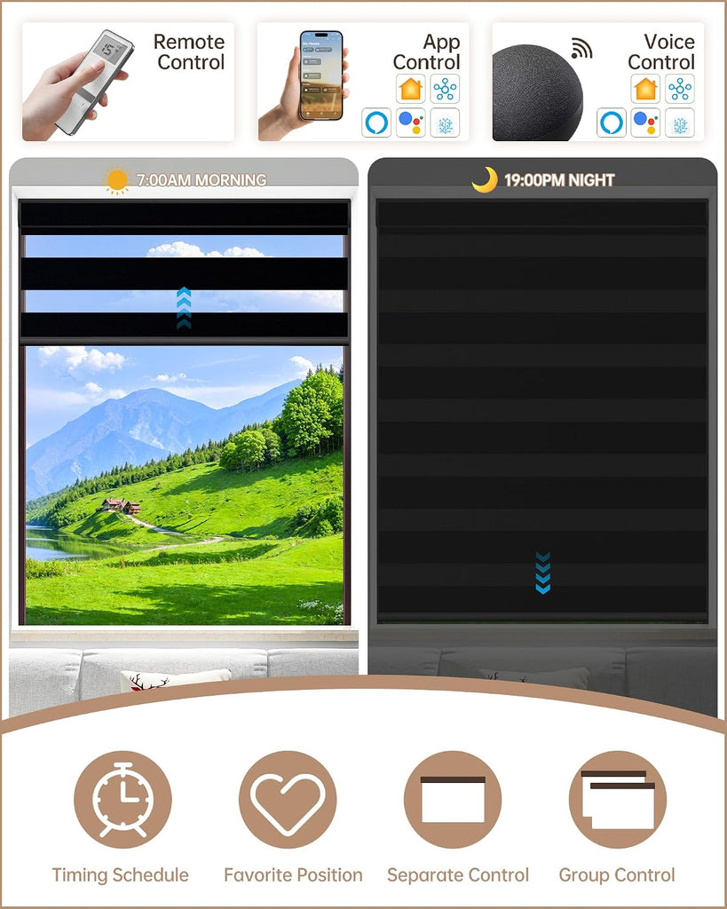 Motorized Blinds with Remote, Motorized Zebra Shades Work with Apple Homekit,Alexa,Google Home, Customized Electric