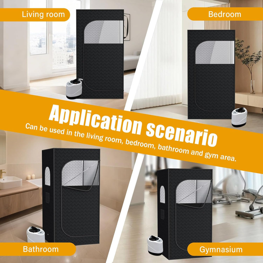 Sauna Box, Portable Steam Sauna for Home with 1000W 3L Steamer, 9-Level Temperature Control & Remote