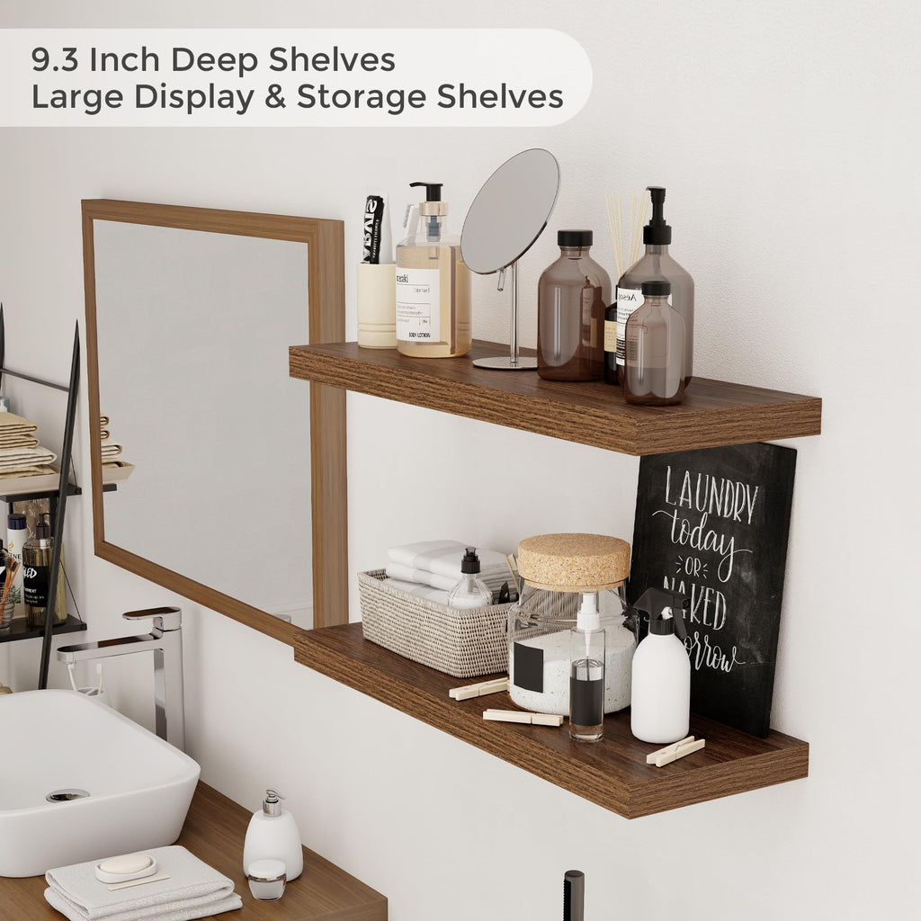 Floating Shelves for Wall, 24 inch Wooden Walnut Wall Shelves