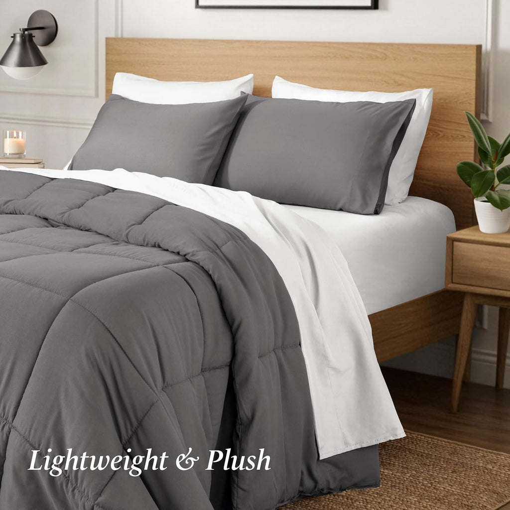 Queen Comforter Set - Comfy, Breathable, All Season - Down Alternative Comforter & Shams