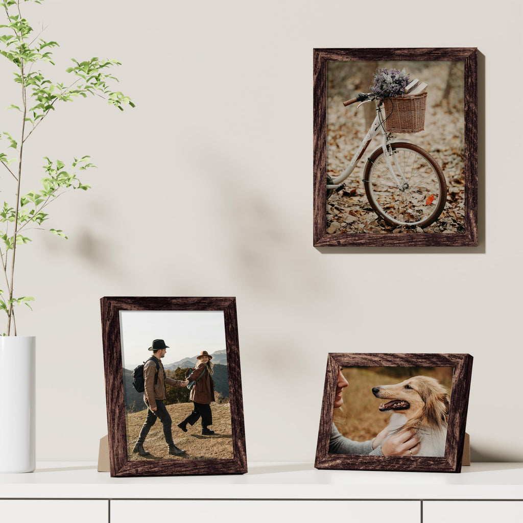 5x7 Picture Frames Set of 9, Shatter Resistant Plexiglass, Display 4x6 Pictures with Mat or 5x7 without Mat, Photo
