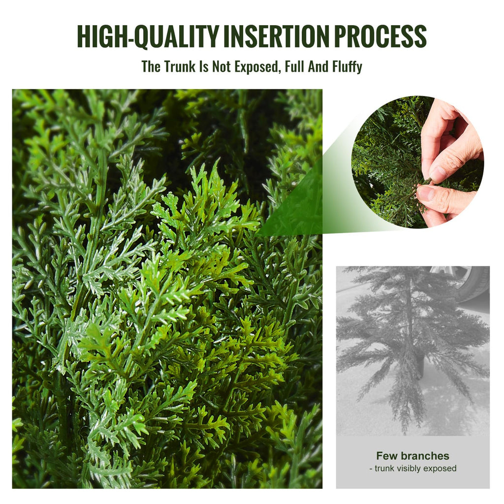 Artificial Cedar Topiary Tree, 36 inch Tall (2 Pieces), with Extra Leaves & Pot Faux Evergreen Fake Pine Cypress
