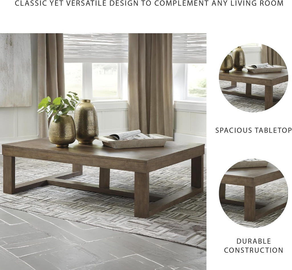 Cariton Contemporary Rectangular Cocktail Table, Brown