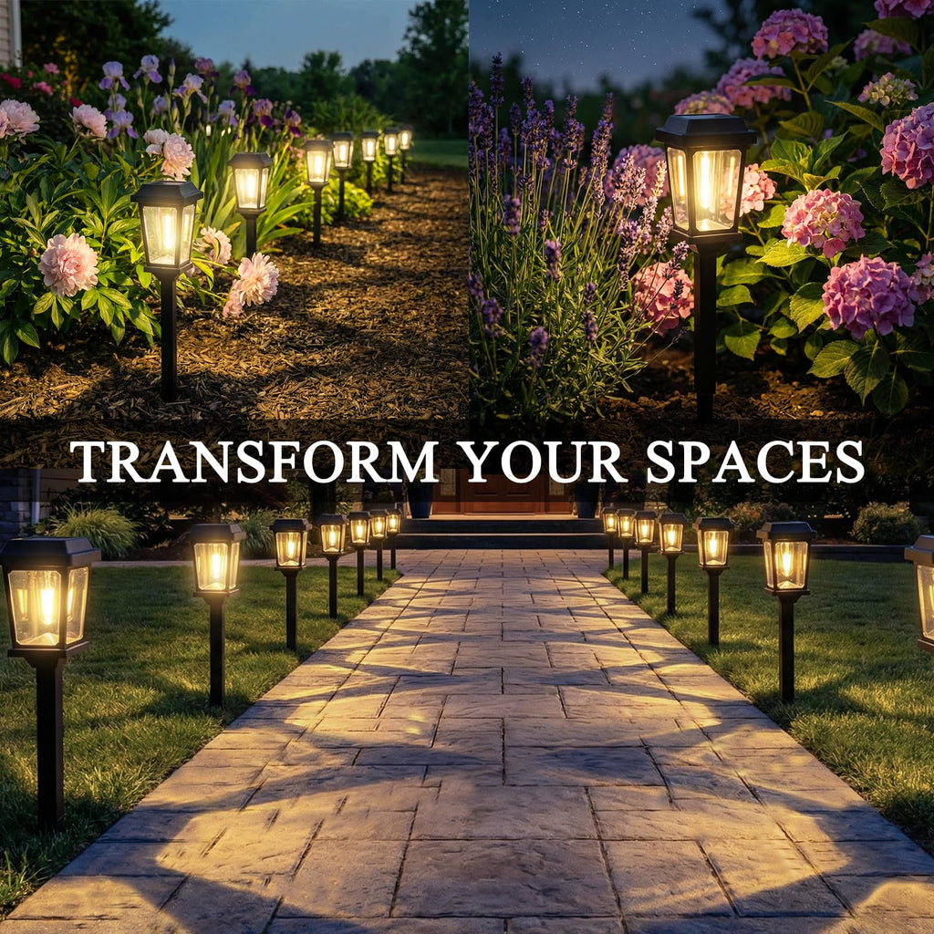 Solar Pathway Lights Outdoor 10 Pack, LED Solar Garden Lights