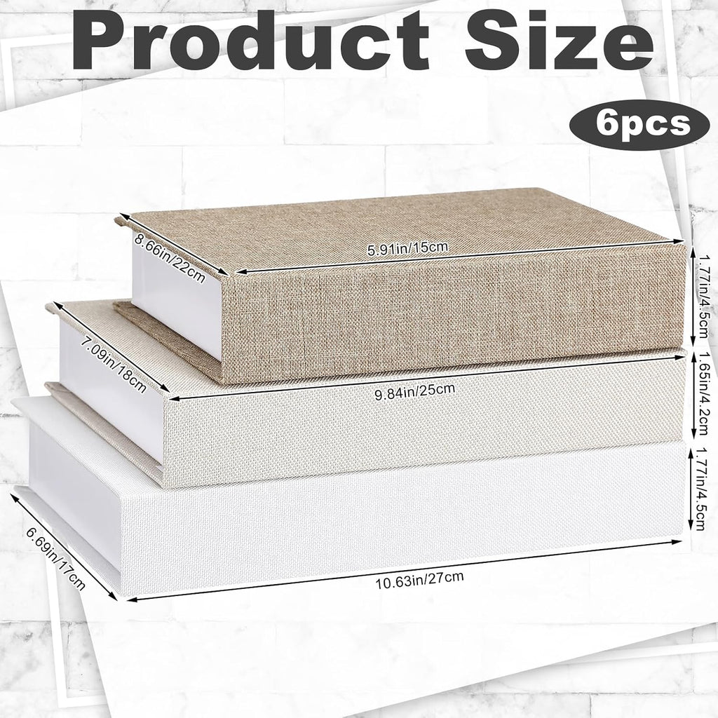 6 Pcs Aesthetic Decorative Books Decor Boho Modern Linen Covered Book Fake Hollow Books Keepsake Photo Storage Boxes