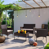 Greesum Patio Furniture 4 Pieces Conversation Sets Outdoor Wicker Rattan Chairs Garden Backyard Balcony Porch Poolside