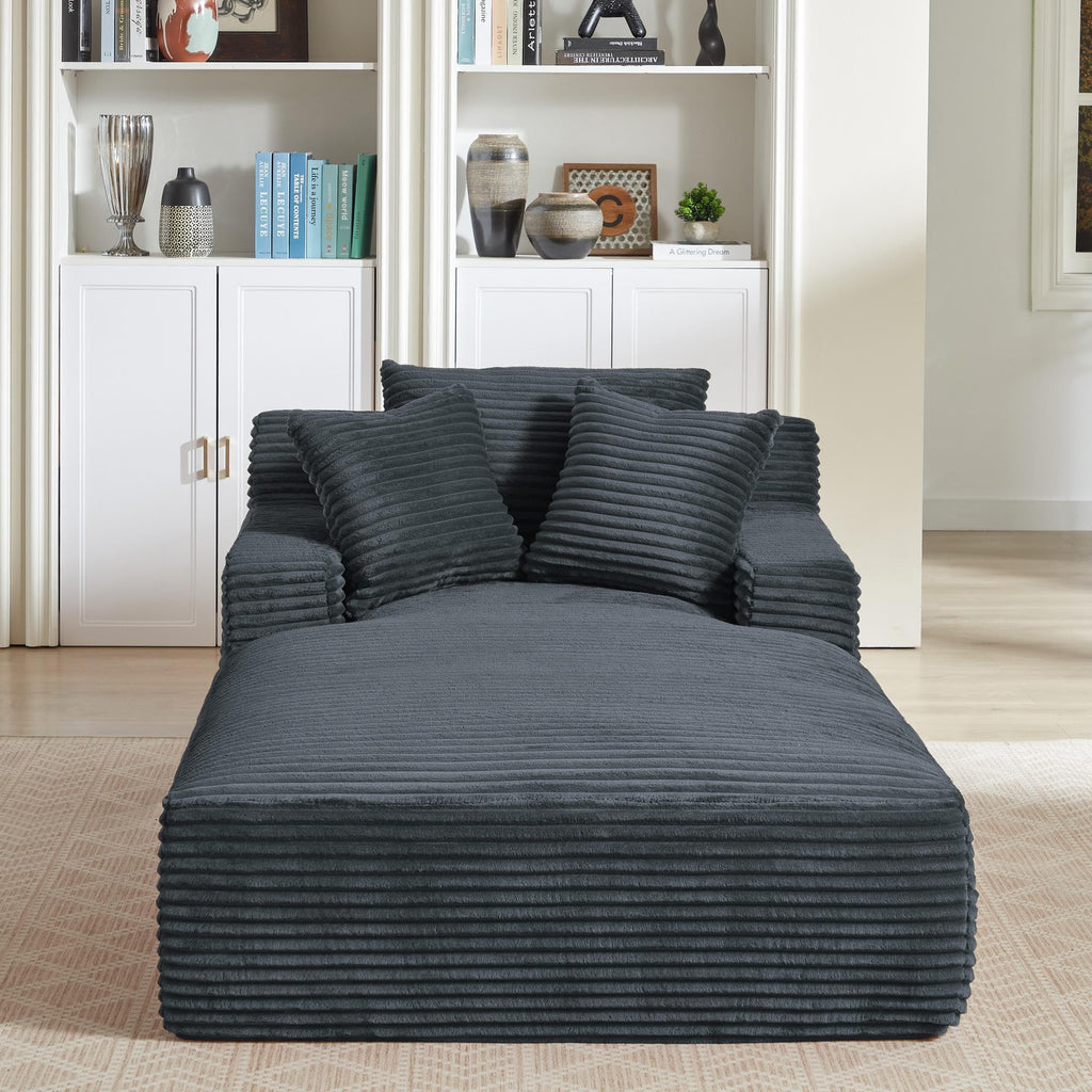 Couch Chaise Lounge Chair Indoor, Boneless Sleeper Sofa Bed, Grey