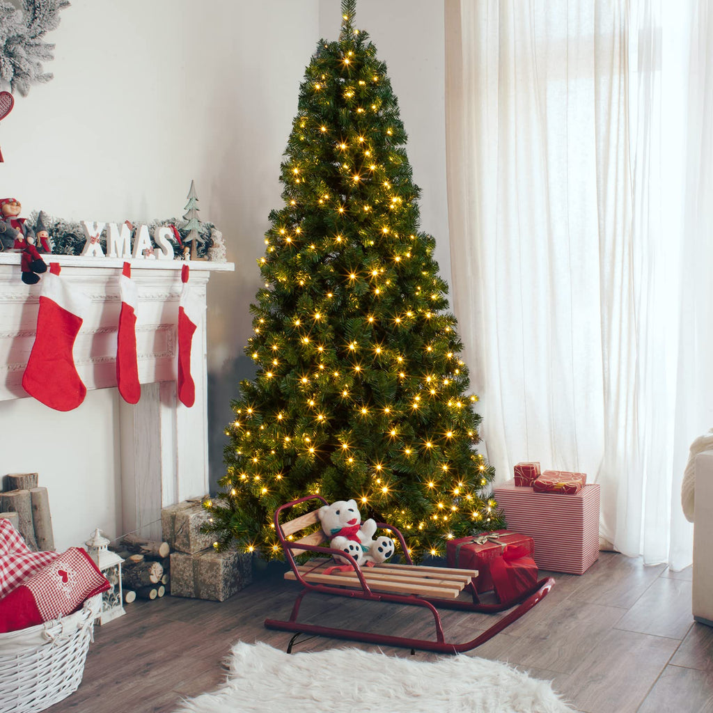 7ft Prelit Half Christmas Tree, 230 Warm Lights, 881 Tips