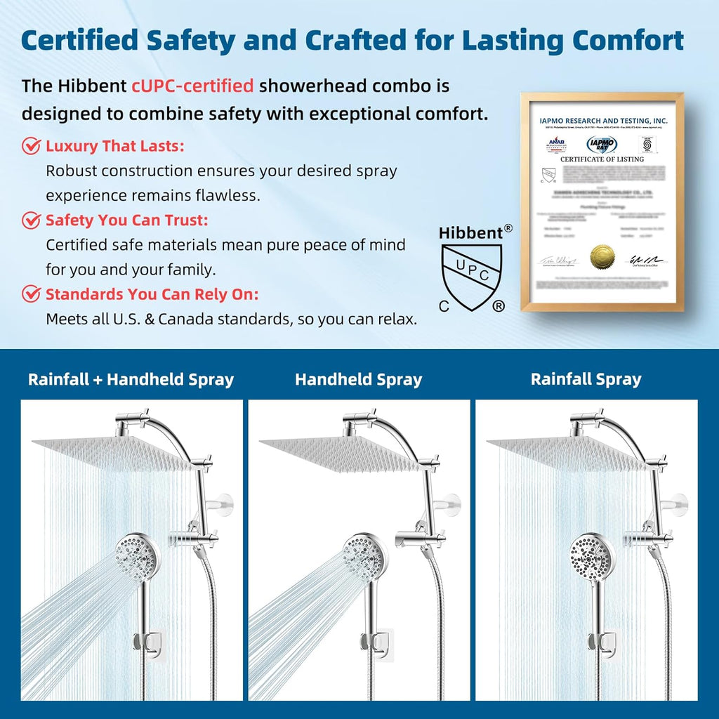 All Metal cUPC Certified Shower Head, 10'' High Pressure Rainfall Shower Head